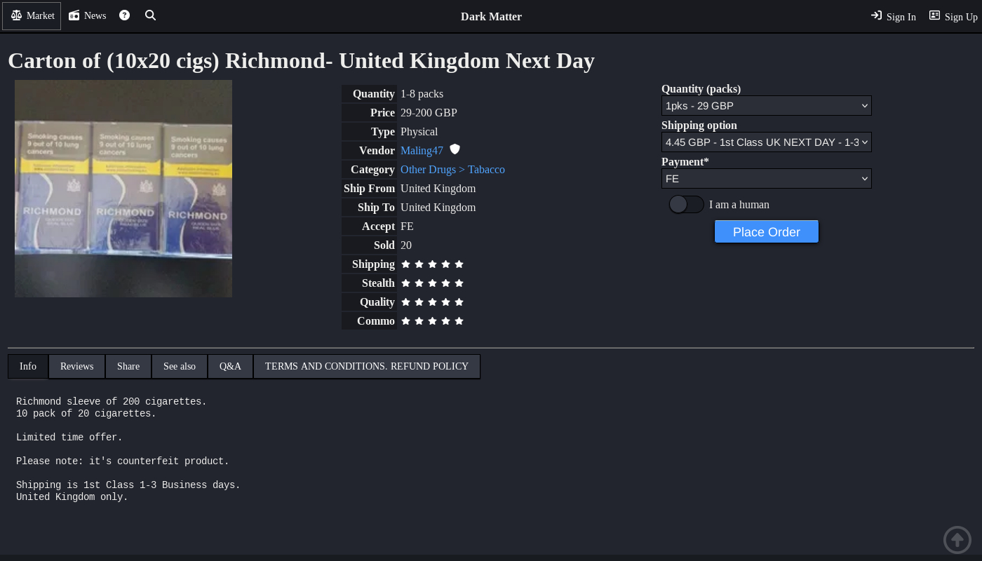 Main Market Dashboard